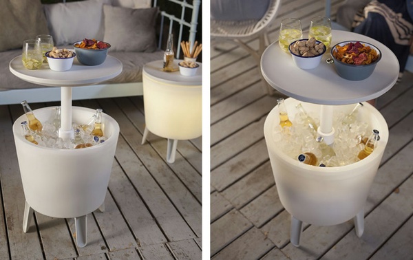 Mesa nevera iluminada para jard�n color blanco